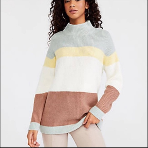 Ann Taylor Sweaters - Ann Taylor Colorblock Mock Neck Wool Sweater Size Small